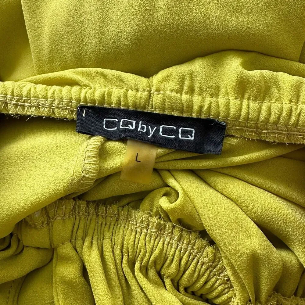 CqbyCq Flowy Deep V-Neck Maxi Dress With Tie Yellow Size Large - Picture 7 of 9